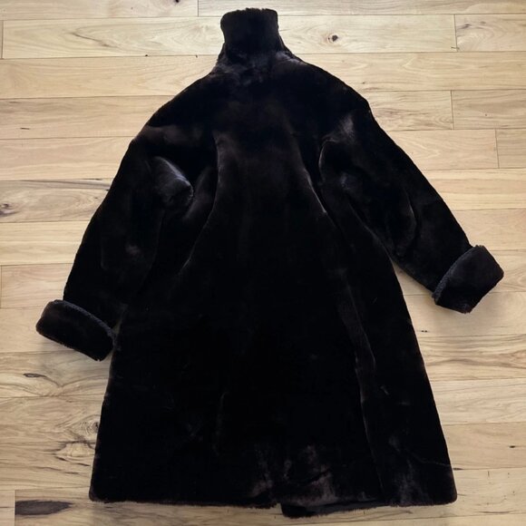 Vintage Genuine Fur Coat Long Mink Winter Soft Luxury Pockets Buttons Red Brown - Picture 7 of 13